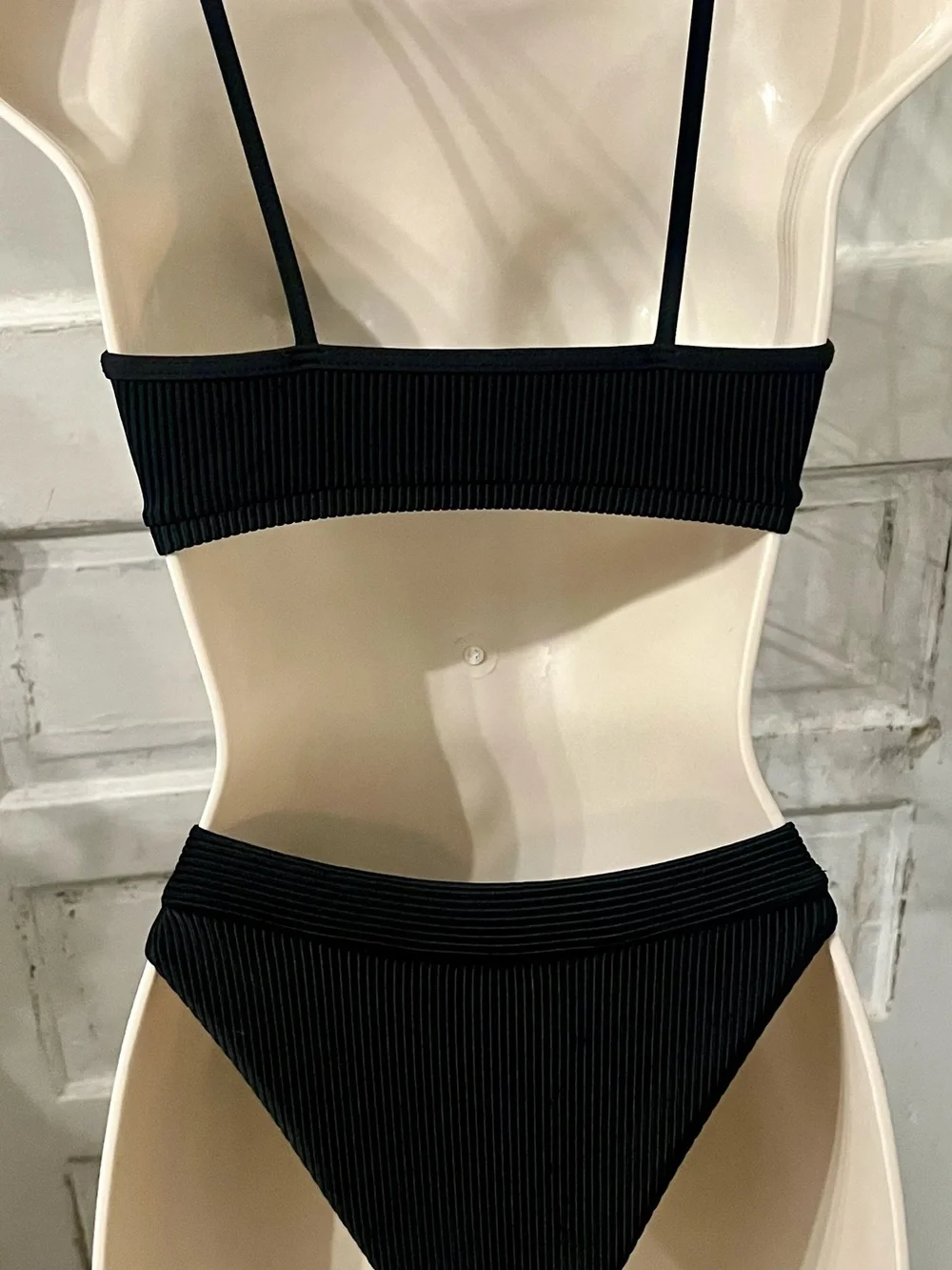 Frankie's Bikinis’ Greer Ribbed Knot Top & Cole Bottoms Black Small